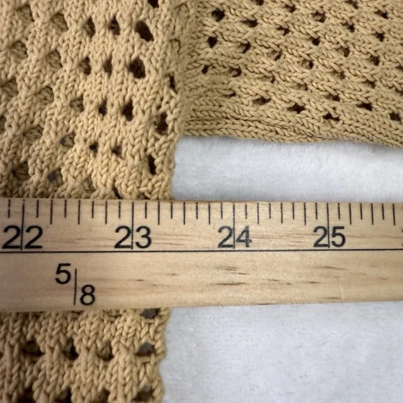 Madewell Polo Cardigan Sweater Womens Large Beige Eyelet Knit 100% Cotton NWT - Picture 8 of 11